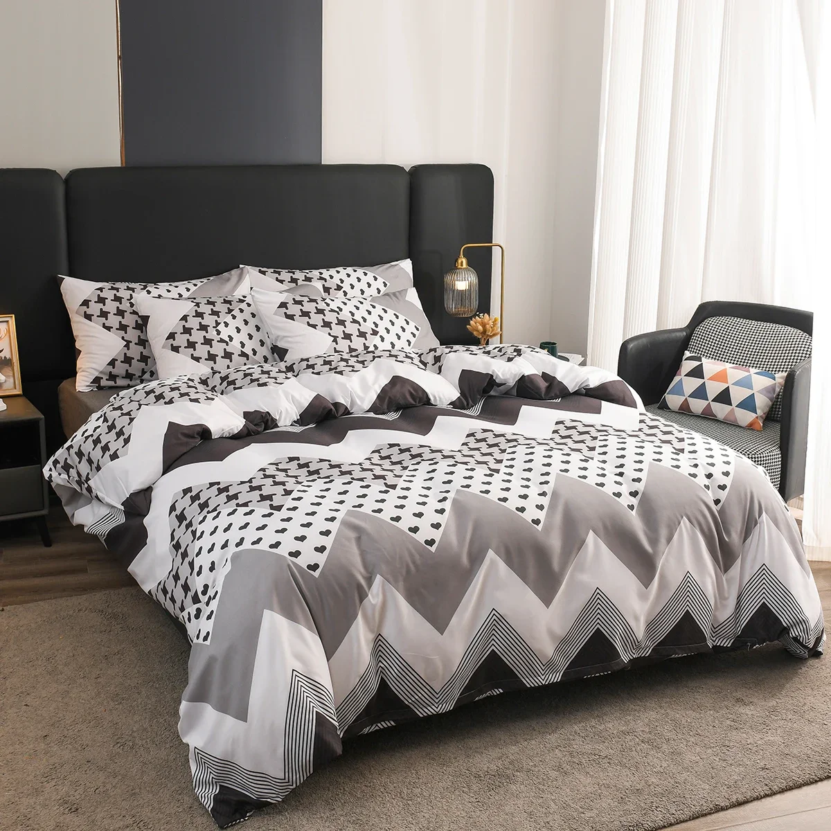 Arranged Microfiber Bedding Linen Sheets Sets For Queen Size - Image 6