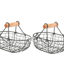 Alternative view of 2PCS Wooden Handle Metal Retro Vegetable Fruit Basket