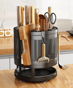 360 °rotation Knife Holder Stand For Knives Kitchen Multifunctional Metal Stands