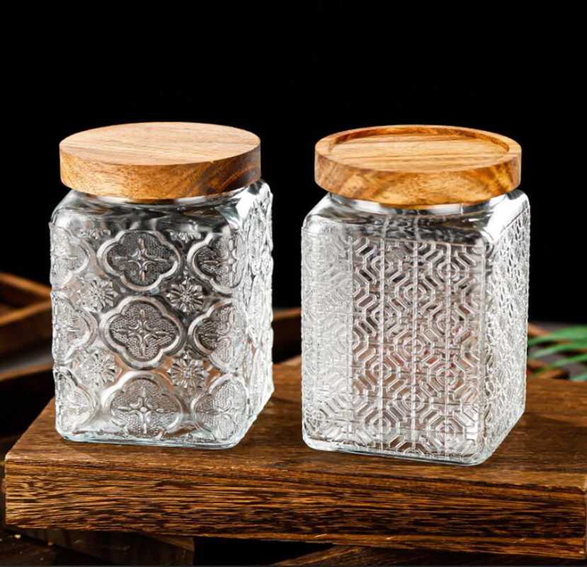 750ml Mason Candy Jar For Spices Glass Bamboo Cover Container Glass Jars - Image 3