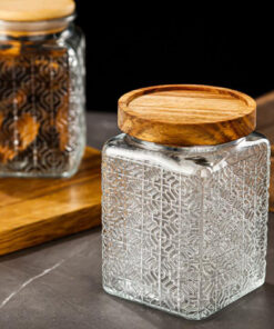 750ml Mason Candy Jar For Spices Glass Bamboo Cover Container Glass Jars