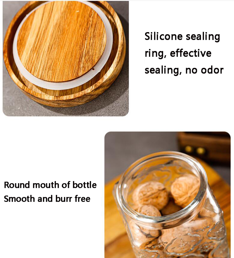 750ml Mason Candy Jar For Spices Glass Bamboo Cover Container Glass Jars - Image 5