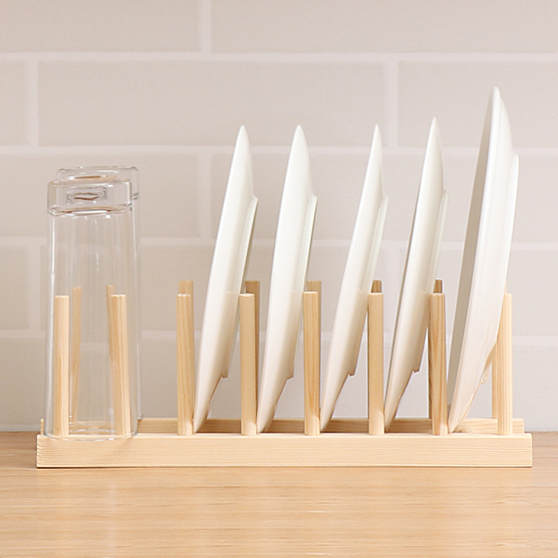 5 Grids Bamboo Dish Drying Rack Drainer Storage Racks - Image 3