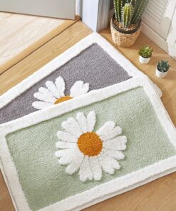 Green Daisy Bathroom Mat Door Entrance Rug