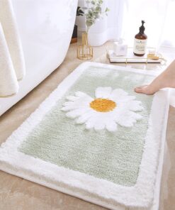 Alternative view of Green Daisy Bathroom Mat Door Entrance Rug