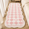 Cute Floral Plaid Bedside Bed Plush Rug