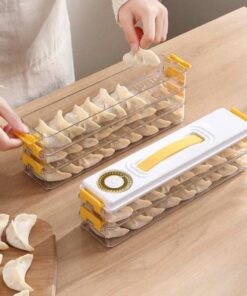  2-Tier Clear Dumpling Storage Box Stackable Container