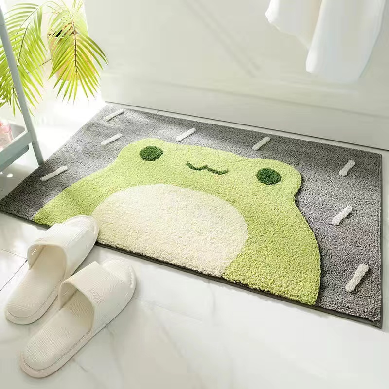 Cute Green Frog Welcome Mat
