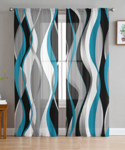 Abstract Gradient Turquoise Tulle Voile Curtains