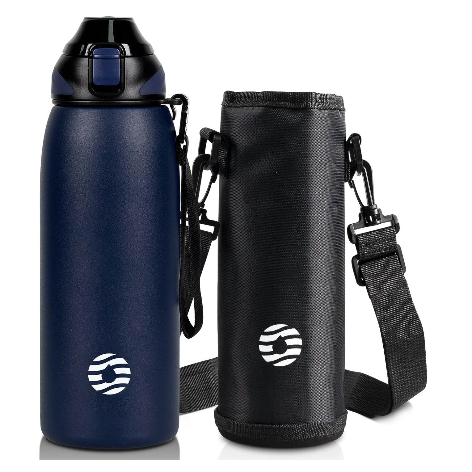1L Stainless Steel Sports Tumbler Warm and Cold Drink Cup with Carry Bag