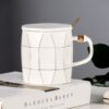 Irregular Rhomboid Lattice Grain Ceramic Mug 500ml