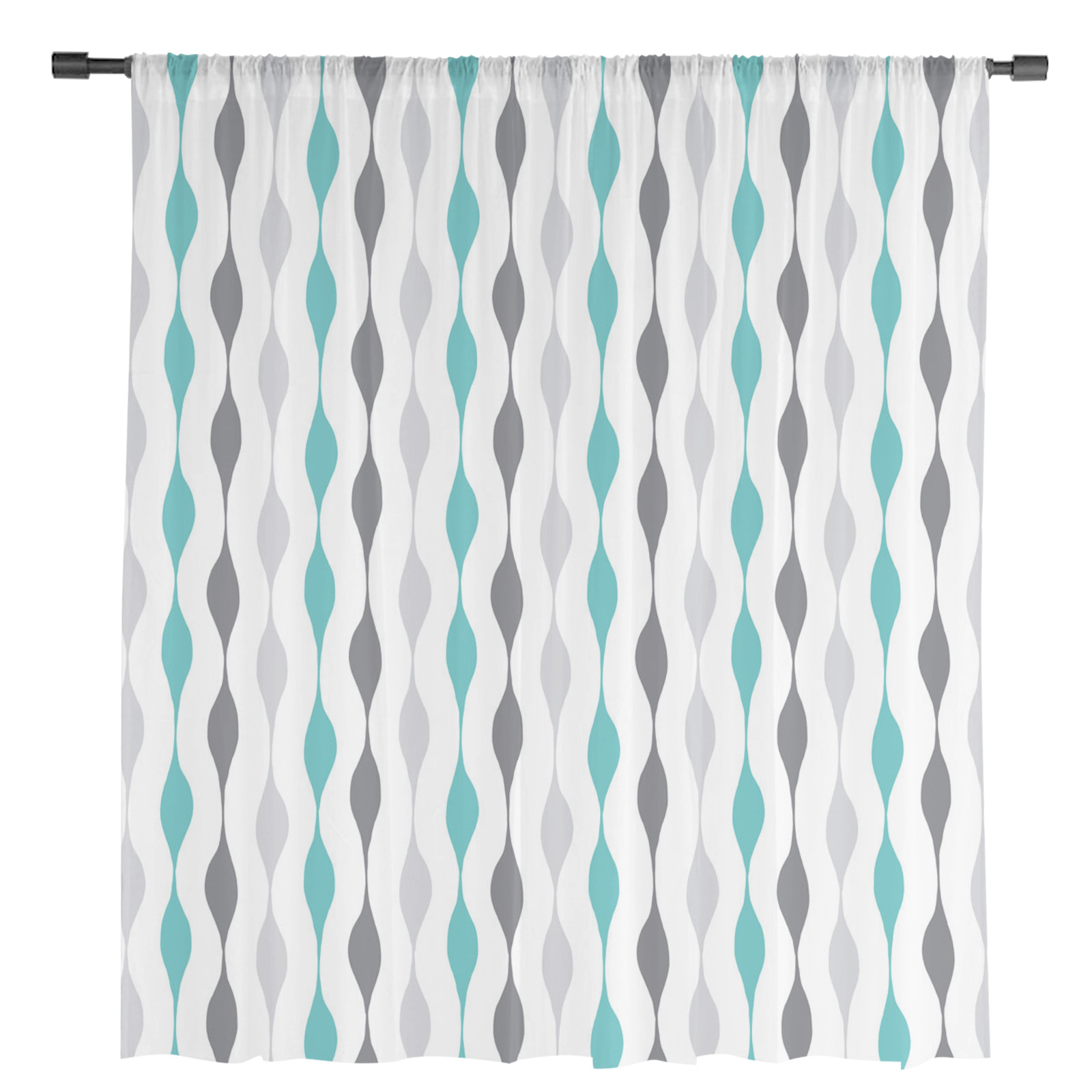 Geometric Stripes Tulle Chiffon Curtains - Image 2
