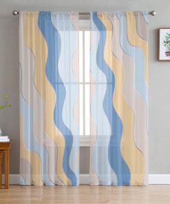 Gradient Ripple Texture Window Tulle Curtains
