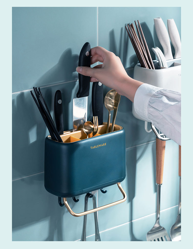 Kitchen Storage Holder Spoon Fork Chopstick Tableware Organizer Drainer Rack - Image 2