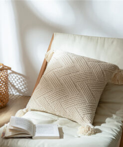 Alternative view of Handmade Tassel Sofa Cushion Cover 45x45cm Solid Beige