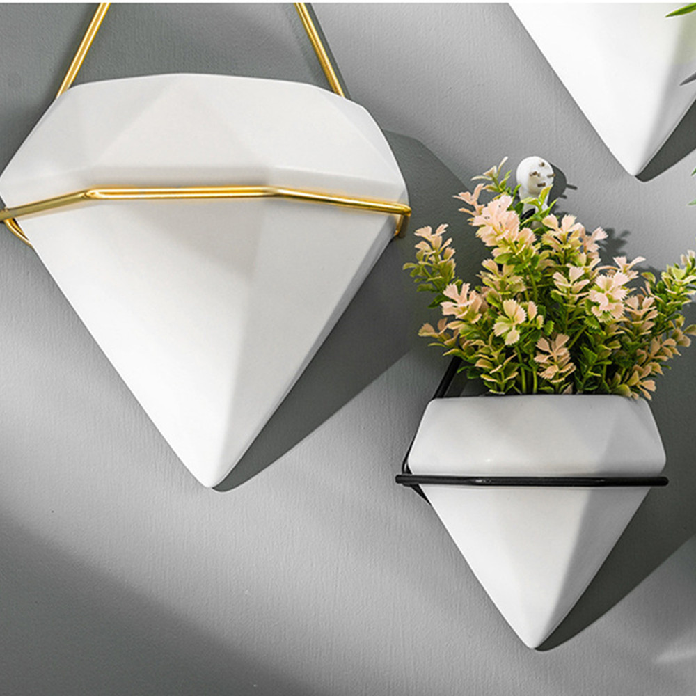 Triangle Plant Flower Pot Indoor Hanging Planter Geometric Vase Wall Decoration - Image 4