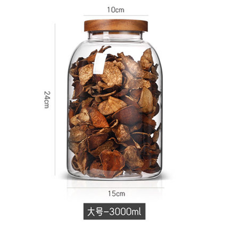 High Borosilicate Glass Acacia Wood Lid Glass Jar Food Airtight Storage Jar - Image 4