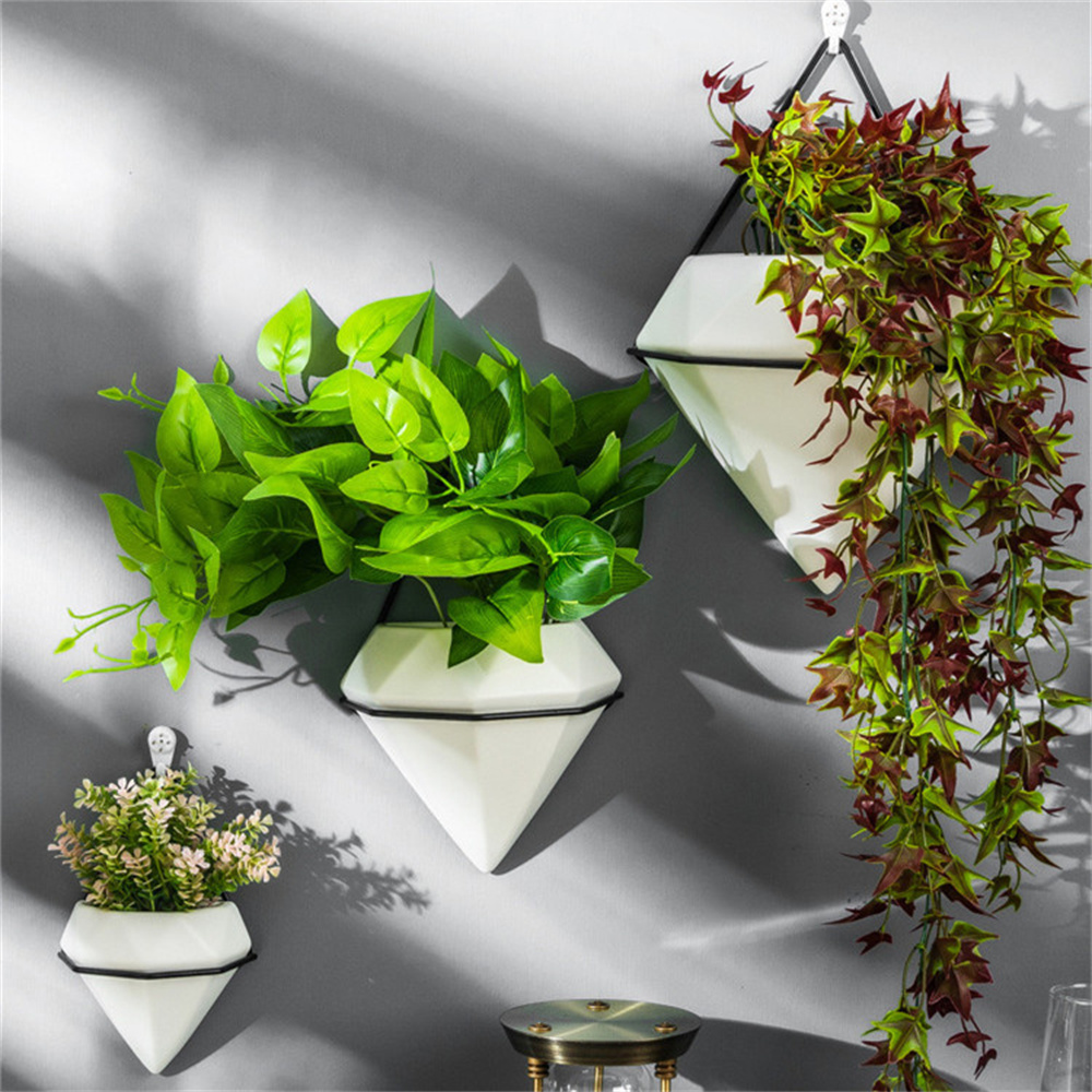 Triangle Plant Flower Pot Indoor Hanging Planter Geometric Vase Wall Decoration - Image 2