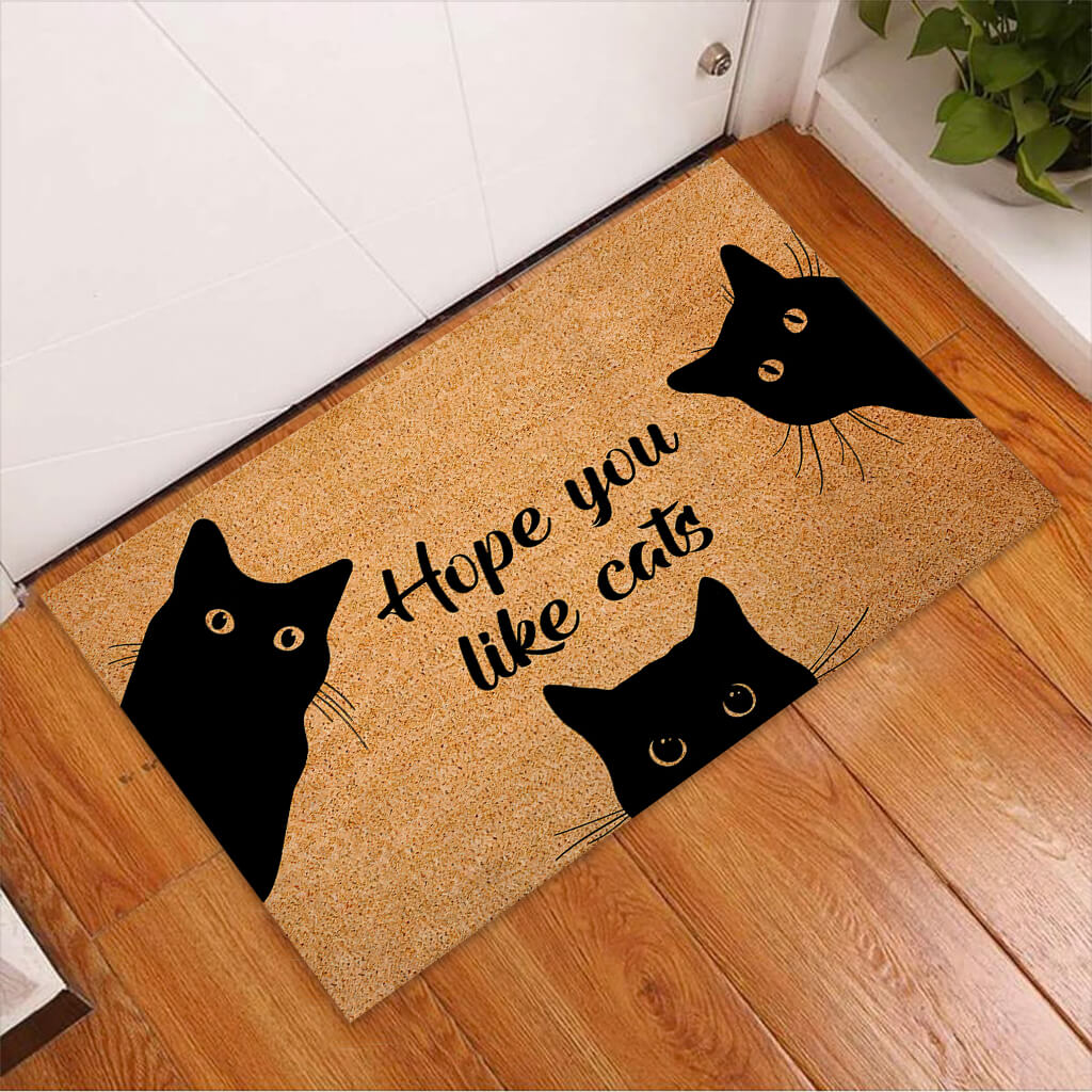 3D Printed Cat Black Cat Coir Pattern Print Doormat - Image 2