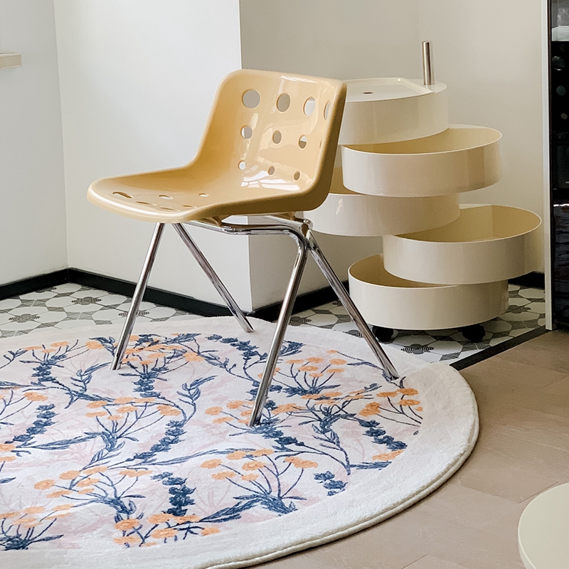 Floral Round Fluffy Rugs For Aesthetic Home Decor - Image 4