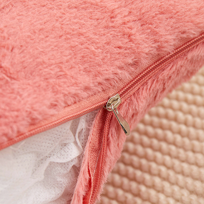 Modern Cushion Cases 45x45cm Faux Rabbit Pink - Image 2