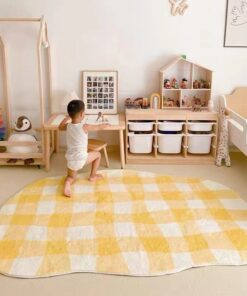 Alternative view of Irregular Yellow Rug for Home Decoration