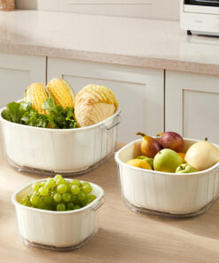 Alternative view of 3PCS/Set Double Layer Vegetable Washing Drain Basket