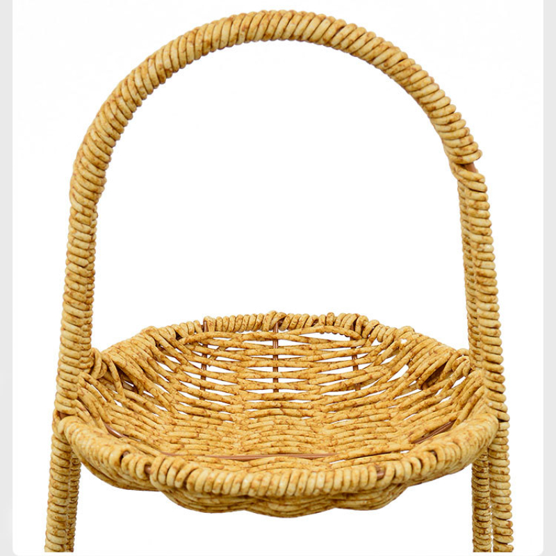 2-Tier Handmade Rattan Wicker Countertop Fruit Baskets - Image 3