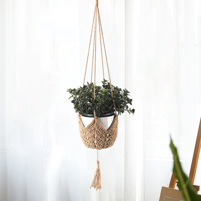 Handwoven Macrame Hanging Flower Plant Pot Balcony Decoration - Image 2