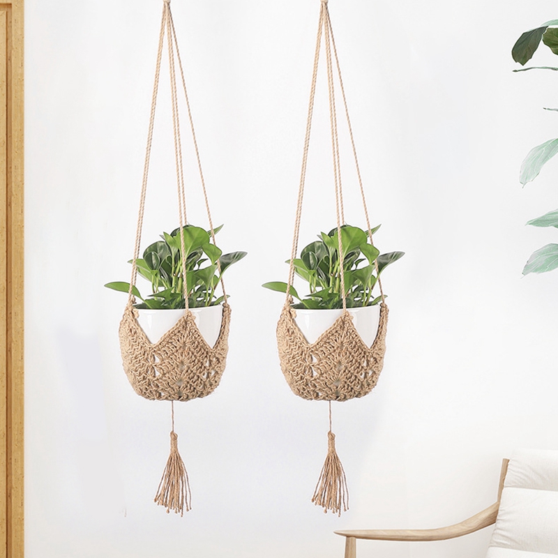 Handwoven Macrame Hanging Flower Plant Pot Balcony Decoration - Image 3