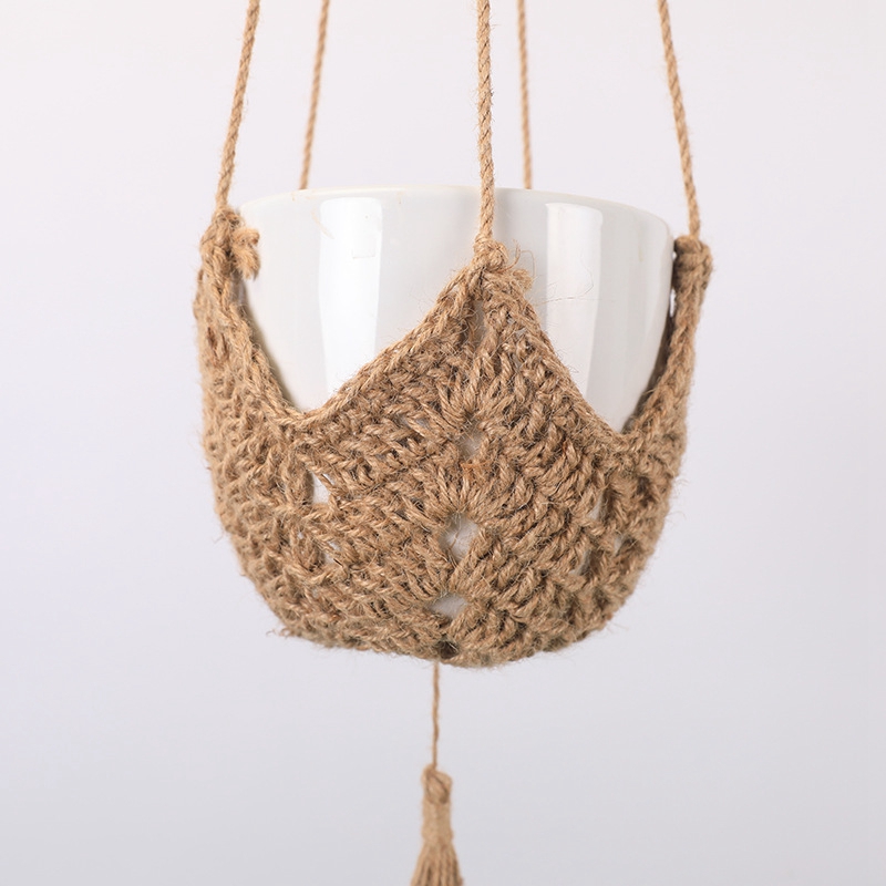 Handwoven Macrame Hanging Flower Plant Pot Balcony Decoration - Image 4