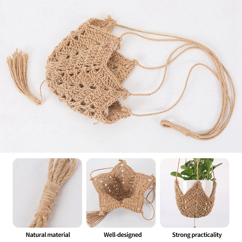 Handwoven Macrame Hanging Flower Plant Pot Balcony Decoration - Image 5