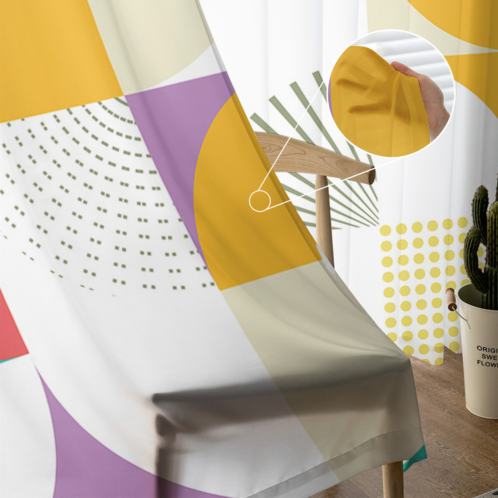 Medieval Multicolored Geometry Sheer Curtains - Image 5