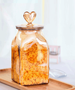 Alternative view of Modern Heart Glass Jar Candy Seal Bottle Amber Pickle Fruit Pot