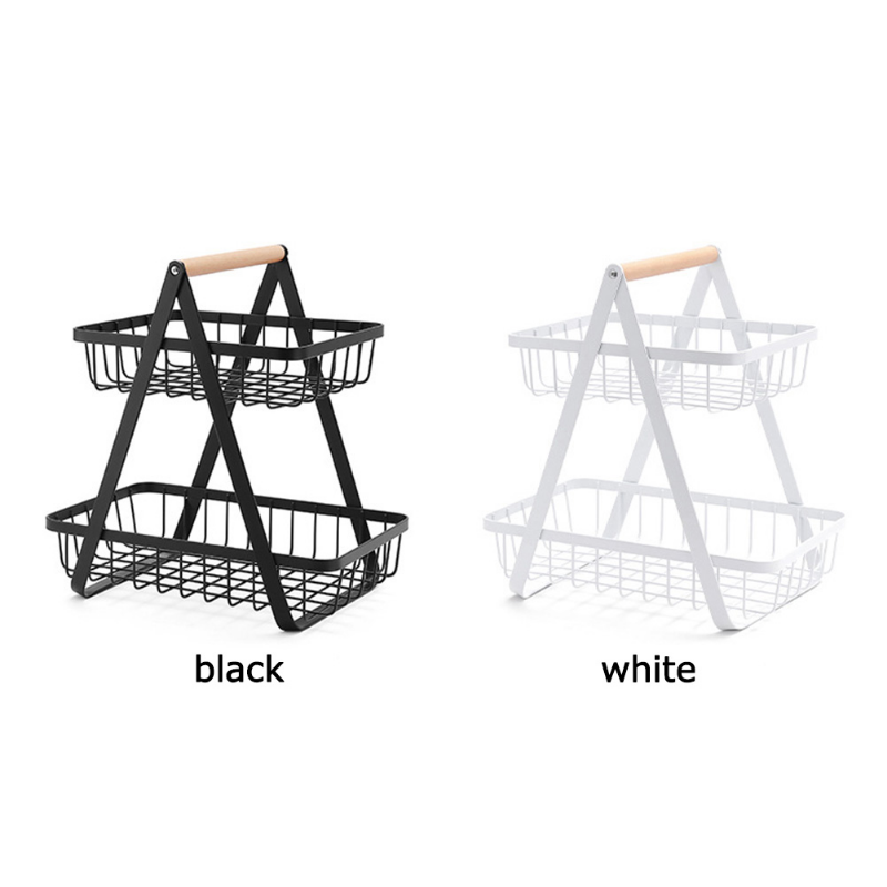 2-Tier Metal Fruit Vegetables Portable Basket Kitchen Storage - Image 5