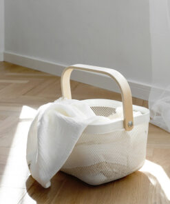 Alternative view of Iron Fruits Vegetables Storage Drain Basket Groceries Container Basket with Wooden Handle