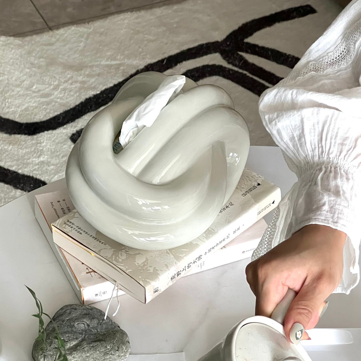 Nordic Ceramic Napkin Box Coffee Table Decorative - Image 2