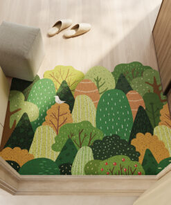Nordic Green Trees Home Mats Decoration Living Room Doormat Carpet