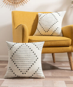 Alternative view of Nordic Style Cotton Tassel Cushion Cover Black & White