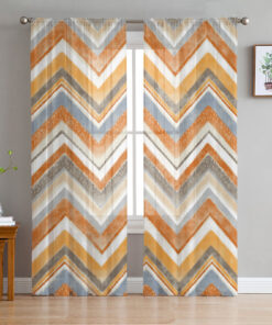 Nordic Style Ripple Orange Voile Curtains