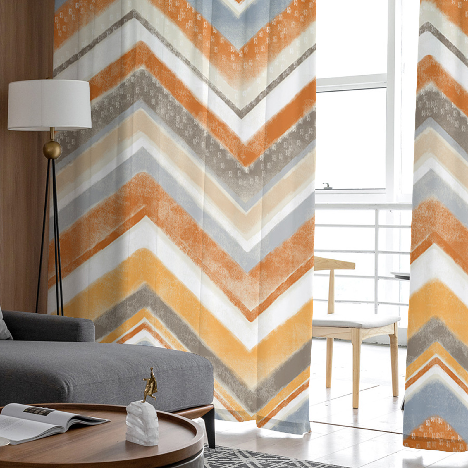 Nordic Style Ripple Orange Voile Curtains - Image 4