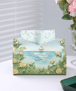 Alternative view of Oil Painting PU Leather Tissue Box