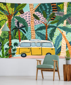 Alternative view of Oil Painting Tropical Plants Tapestry Wall Hanging