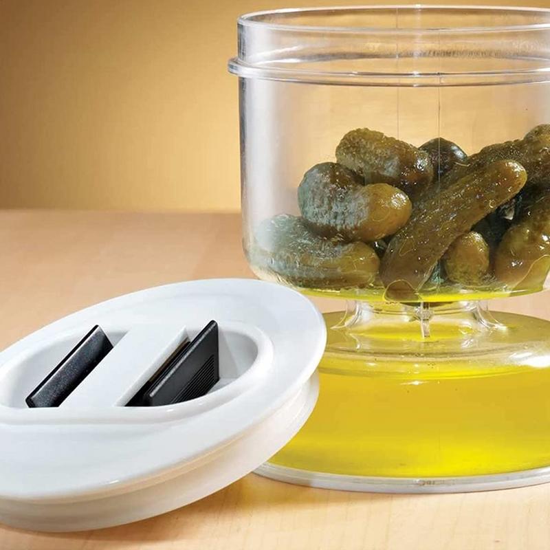 Pickle And Olive Jar Food Container With Strainer Dry And Wet Dispenser - Image 2