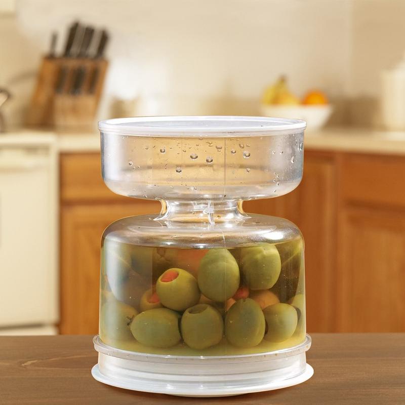 Pickle And Olive Jar Food Container With Strainer Dry And Wet Dispenser - Image 3