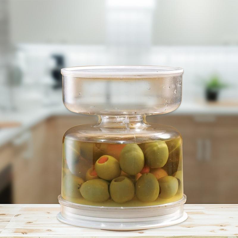 Pickle And Olive Jar Food Container With Strainer Dry And Wet Dispenser - Image 4