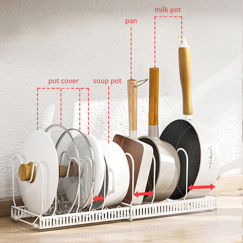 Retractable Pot Lid Rack Holder No Punching Detachable Dish Rack Pan Pot Cover - Image 5