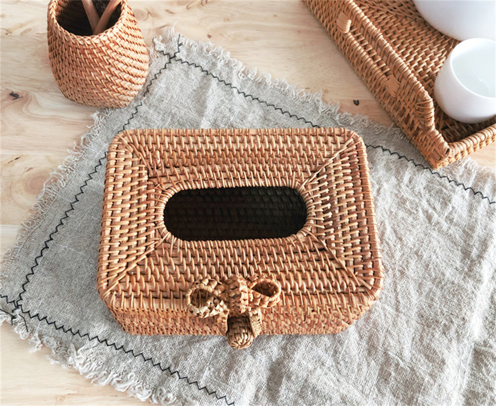 Rattan Tissue Box Simple Hand Woven Napkin Holder - Image 3