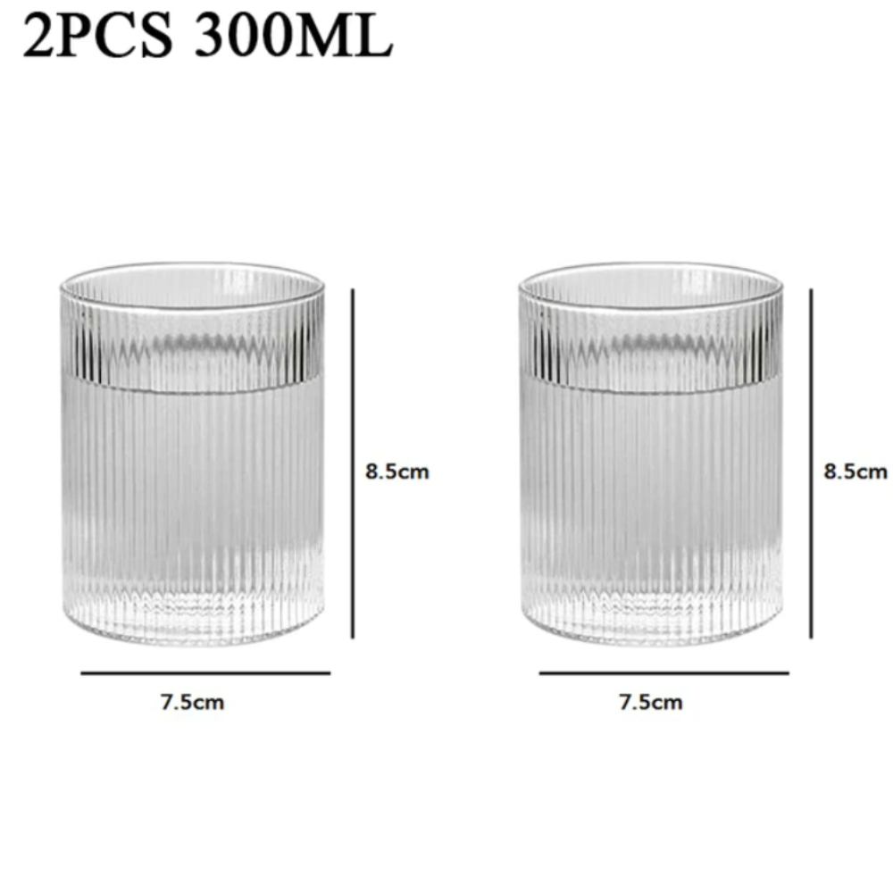 Japanese Striped Heat-Resistant Glass Transparent Water Cup - Image 2