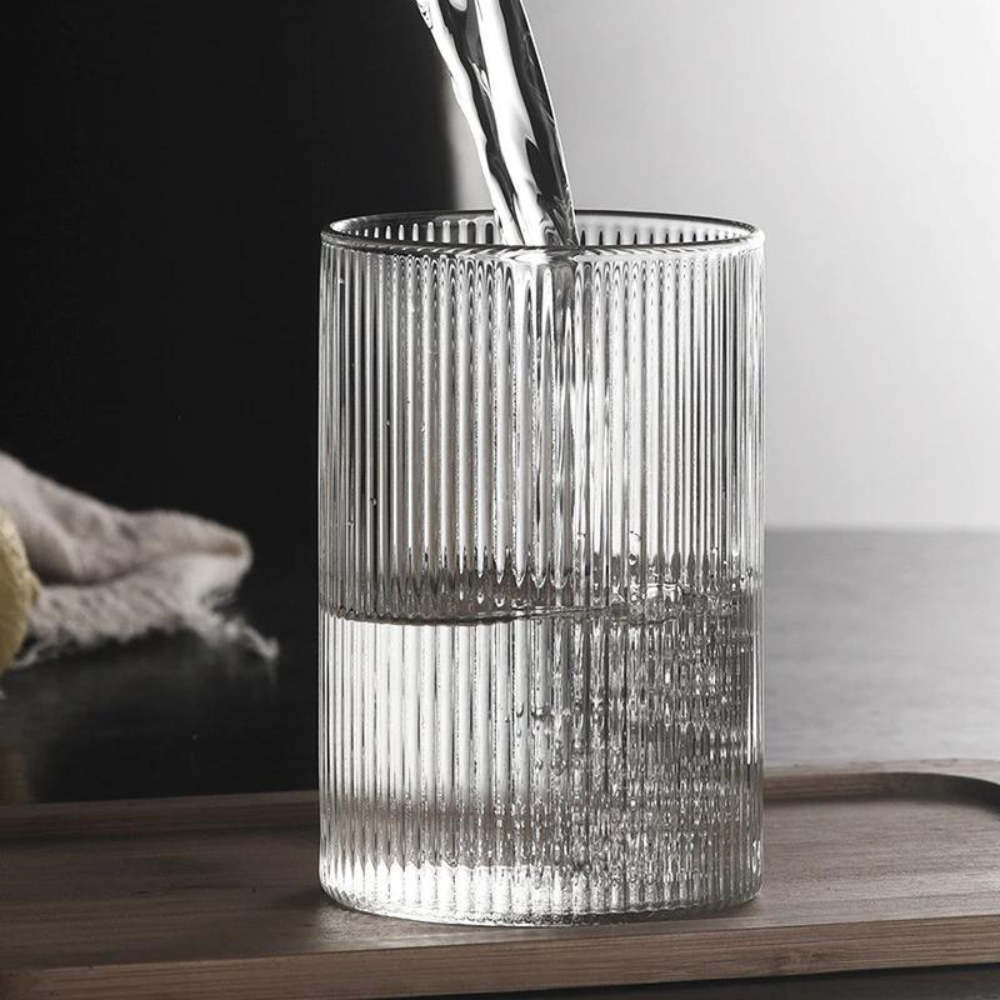 Japanese Striped Heat-Resistant Glass Transparent Water Cup - Image 5